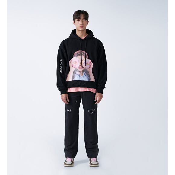 Acmé de la vie ADLV BABY FACE HOODIE BLACK DONUT Size 1 Unisex Black - Picture 4 of 14